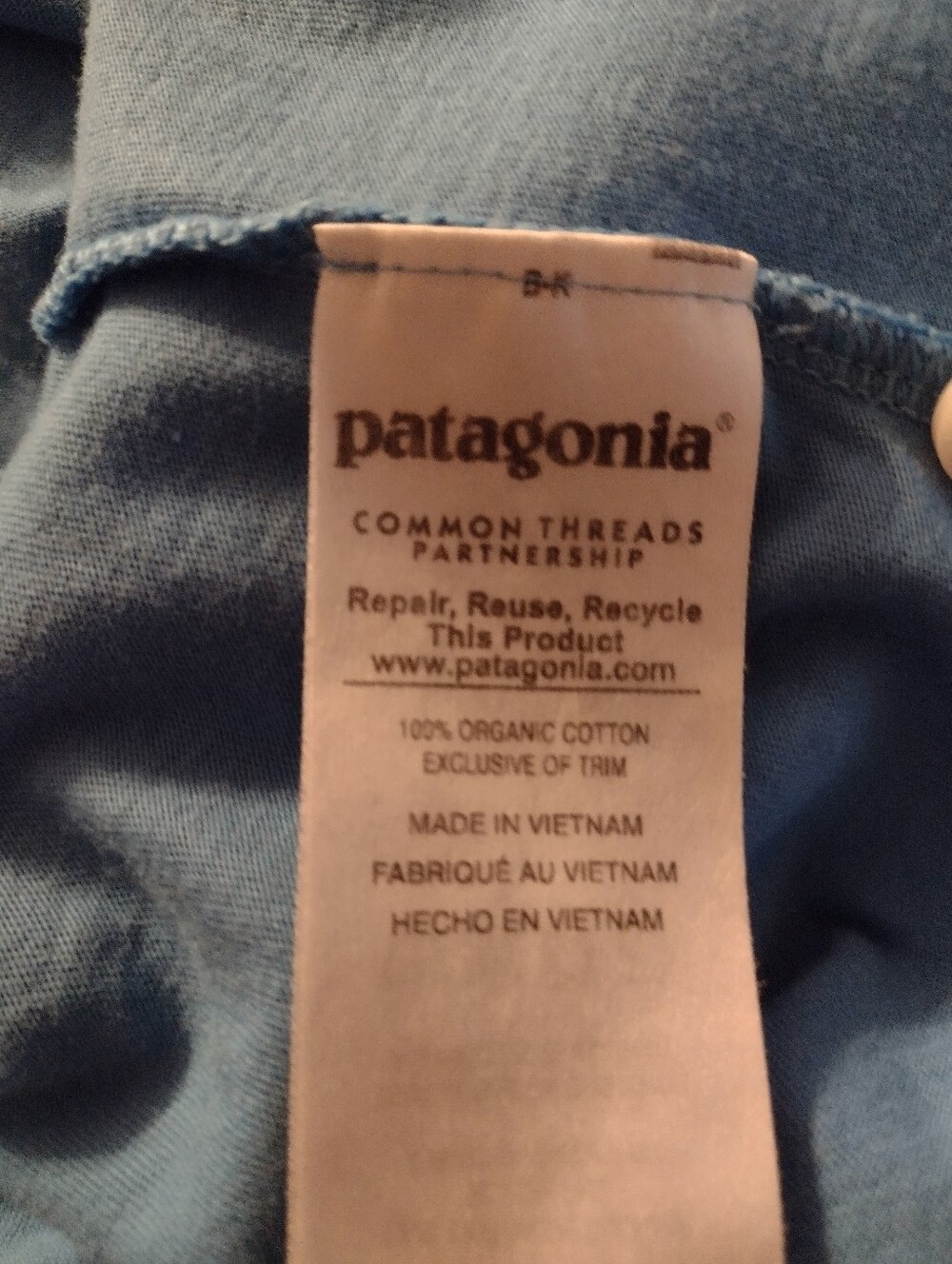 Patagonia Men's Blue Organic Cotton Short Sleeve Trout Logo Polo Shirt Size XL - Picture 5 of 6
